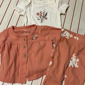 Carter’s newborn baby girl 3-piece set with floral embroidery